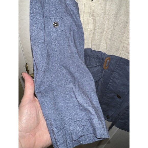 Blu Pepper Jacket Womens Sz S Two Tone Utility Jacket Linen Field Zip Up Coastal - Picture 7 of 11